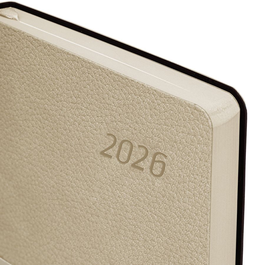 Ежедневник датированный 2026 А5 138x213 мм, BRAUBERG "Stylish", под кожу, гибкий, бежевый