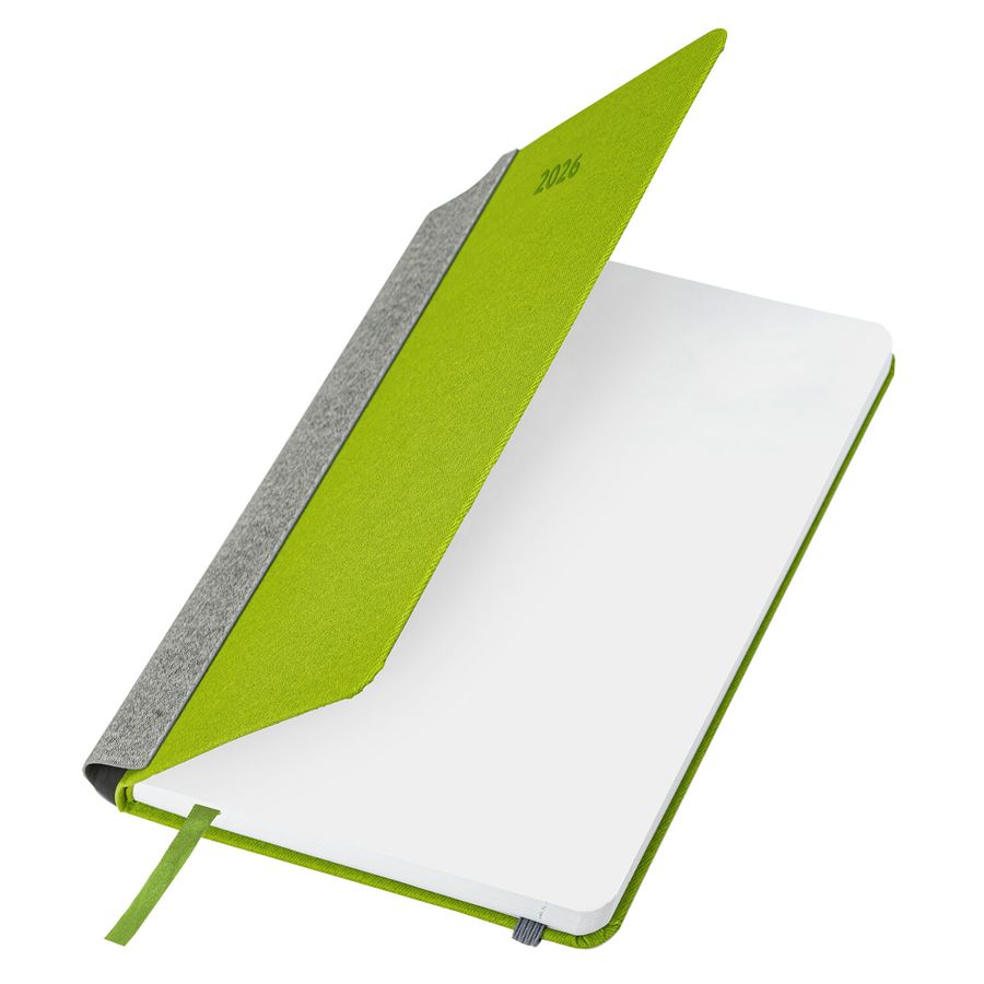 Ежедневник датированный 2026 А5 138x213 мм, BRAUBERG "Mosaic", под кожу, карман для ручки, зеленый