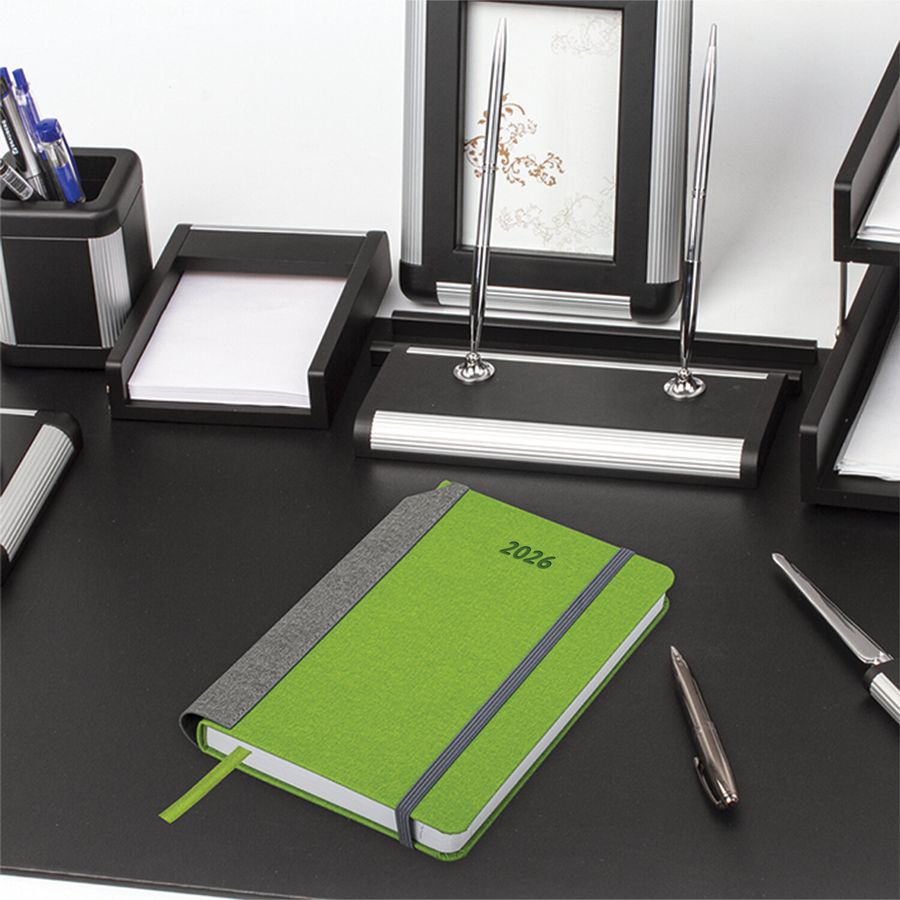 Ежедневник датированный 2026 А5 138x213 мм, BRAUBERG "Mosaic", под кожу, карман для ручки, зеленый