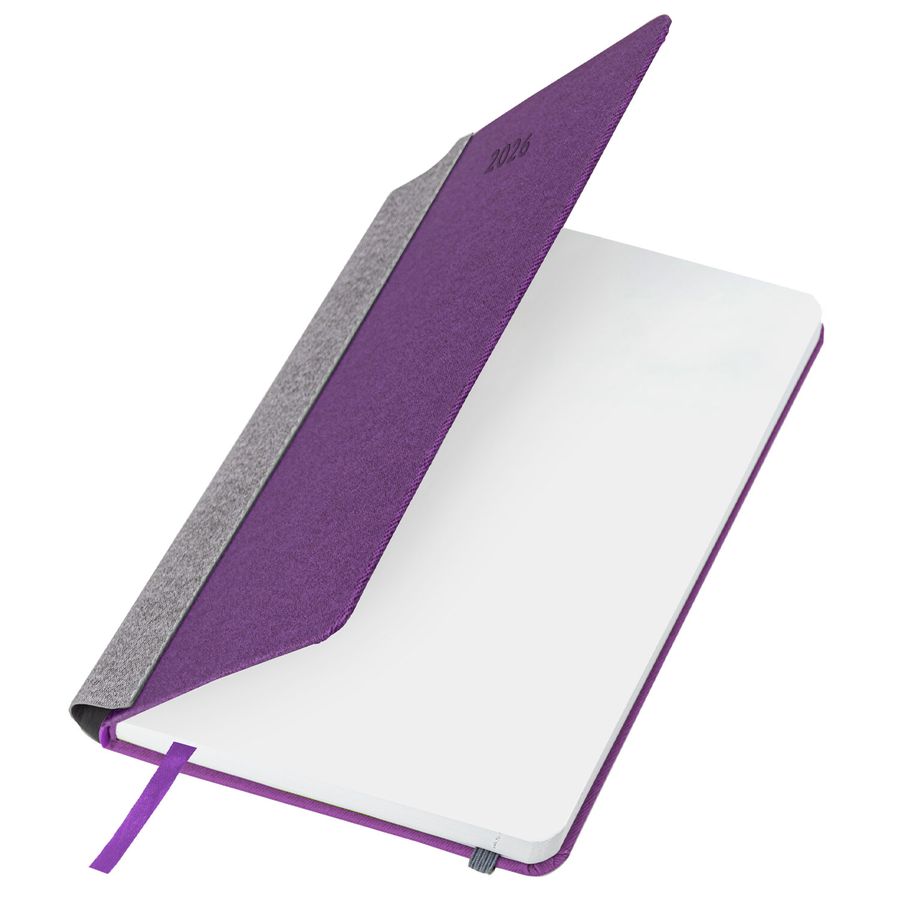 Ежедневник датированный 2026 А5 138x213 мм, BRAUBERG "Mosaic", под кожу, карман для ручки, фиолетовый