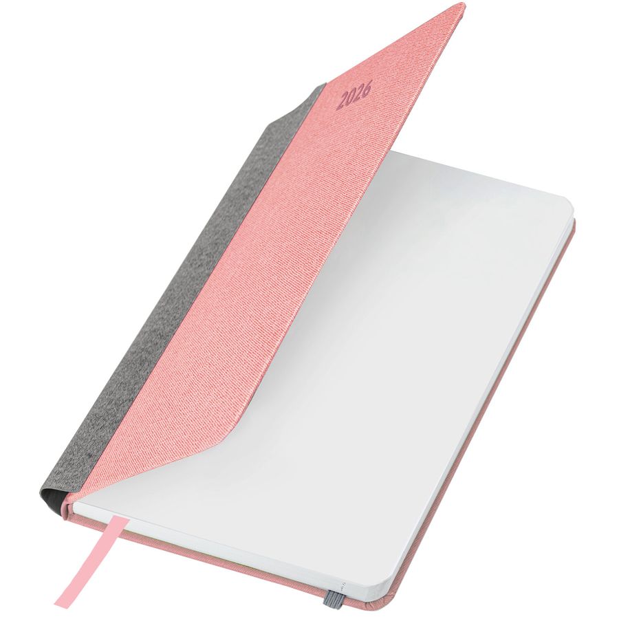 Ежедневник датированный 2026 А5 138x213 мм, BRAUBERG "Mosaic", под кожу, карман для ручки, розовый