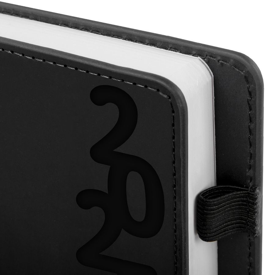 Ежедневник датированный 2026, А5, 150x213 мм, BRAUBERG "Up", под кожу, софт-тач, держатель для ручки, черный