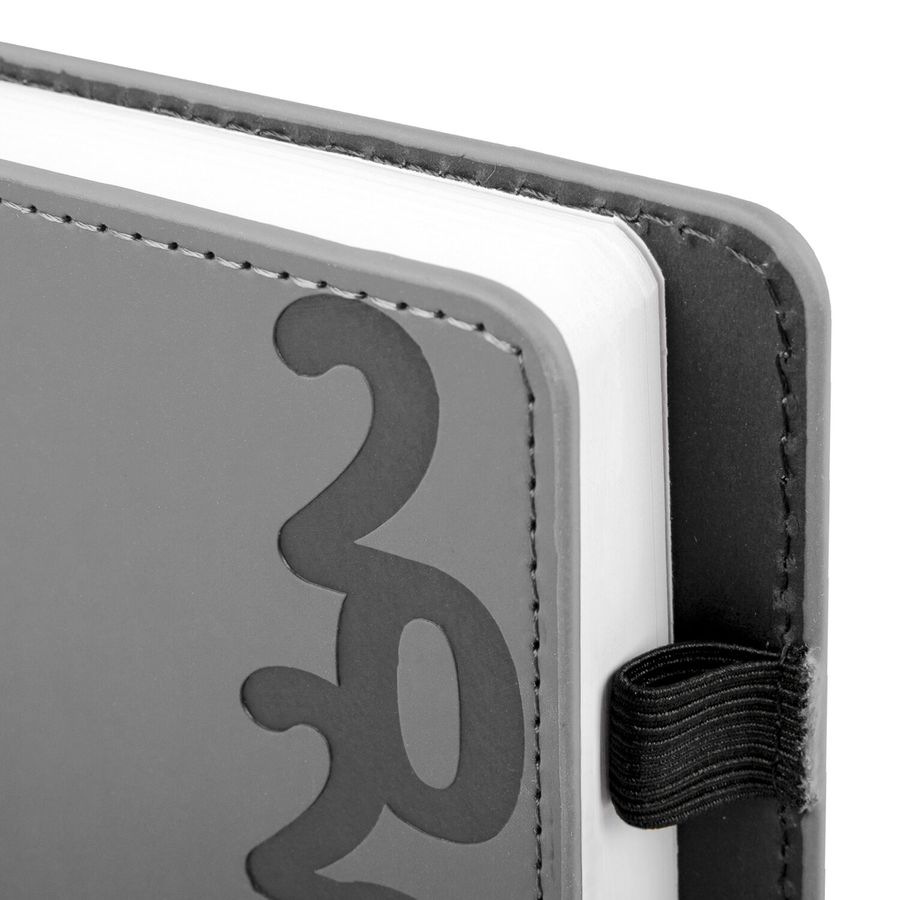 Ежедневник датированный 2026, А5, 150x213 мм, BRAUBERG "Up", под кожу, софт-тач, держатель для ручки, серый