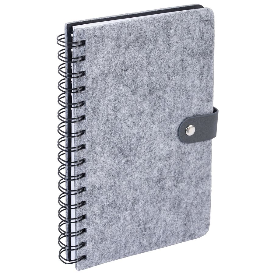 Ежедневник недатированный А5 135х210мм BRAUBERG Felt на гребне, войлок, кнопка 160л, серый