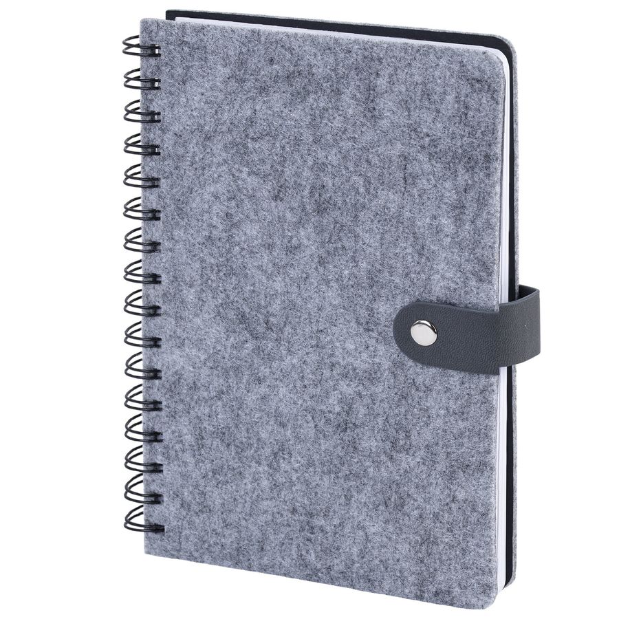 Ежедневник недатированный А5 135х210мм BRAUBERG Felt на гребне, войлок, кнопка 160л, серый