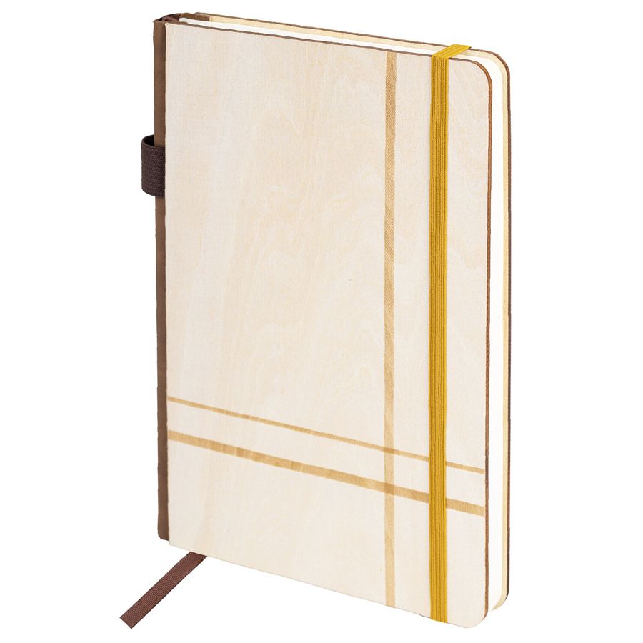 Ежедневник недатированный А5 145х210мм BRAUBERG "Natural", резинка, держатель 160л, деревянный