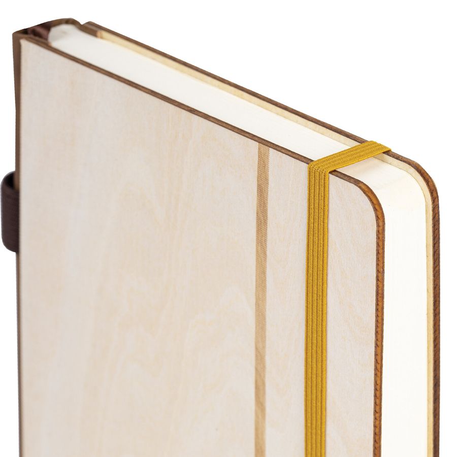 Ежедневник недатированный А5 145х210мм BRAUBERG "Natural", резинка, держатель 160л, деревянный