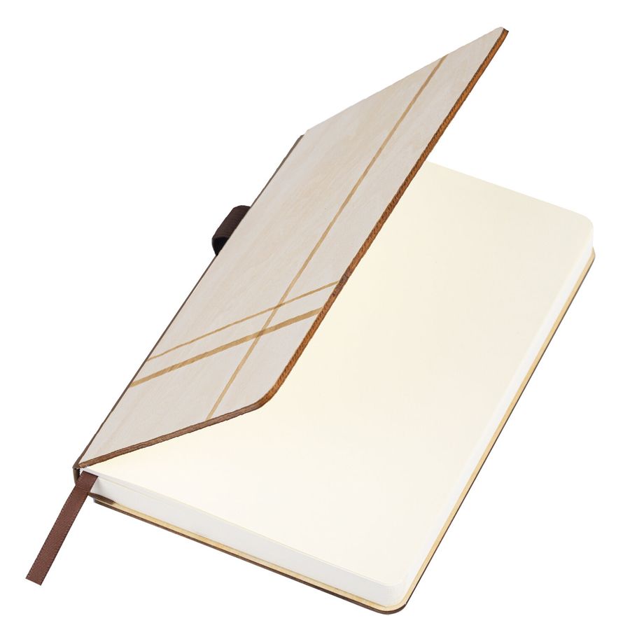 Ежедневник недатированный А5 145х210мм BRAUBERG "Natural", резинка, держатель 160л, деревянный