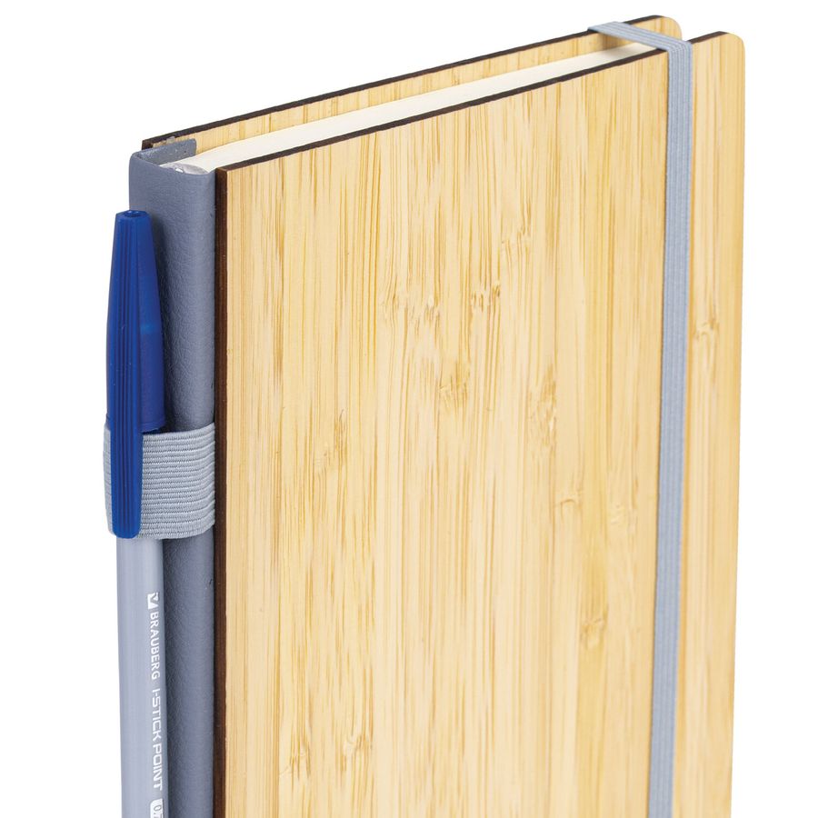 Ежедневник недатированный А5 145х213мм BRAUBERG "Bamboo", резинка, держатель, 160л, коричневый