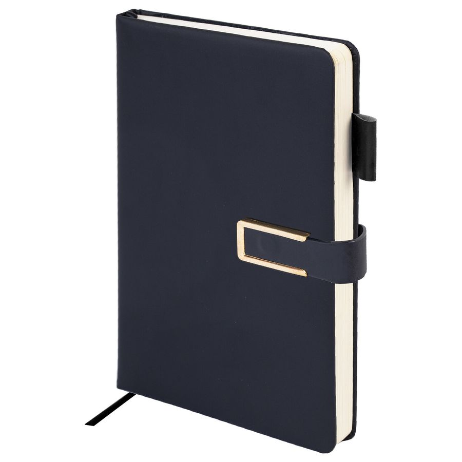 Ежедневник недатированный А5 143х210мм BRAUBERG Deluxe, под кожу, магнит 160л, черный