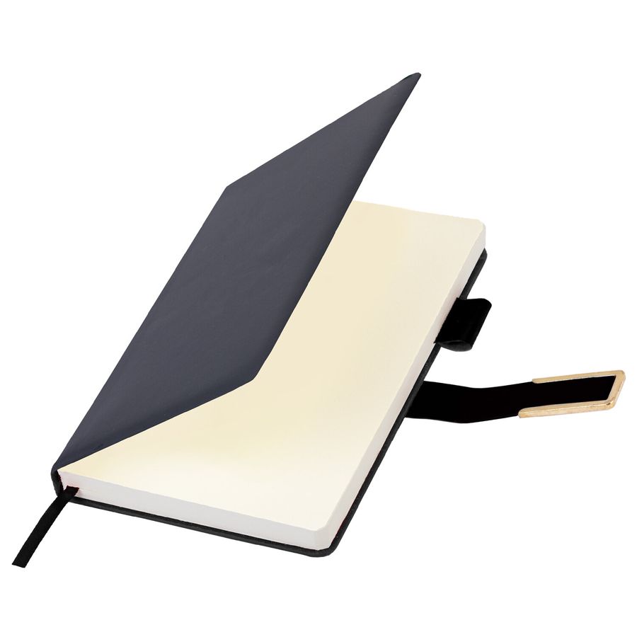 Ежедневник недатированный А5 143х210мм BRAUBERG Deluxe, под кожу, магнит 160л, черный