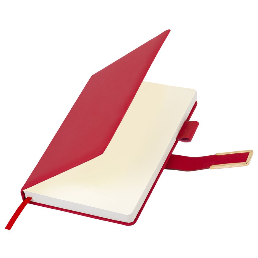 Ежедневник недатированный А5 143х210мм BRAUBERG Deluxe, под кожу, магнит 160л, красный