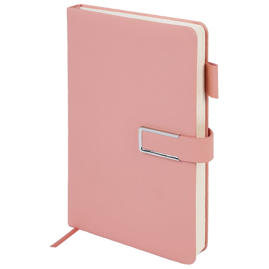 Ежедневник недатированный А5 143х210мм BRAUBERG Deluxe, под кожу, магнит 160л, розовый
