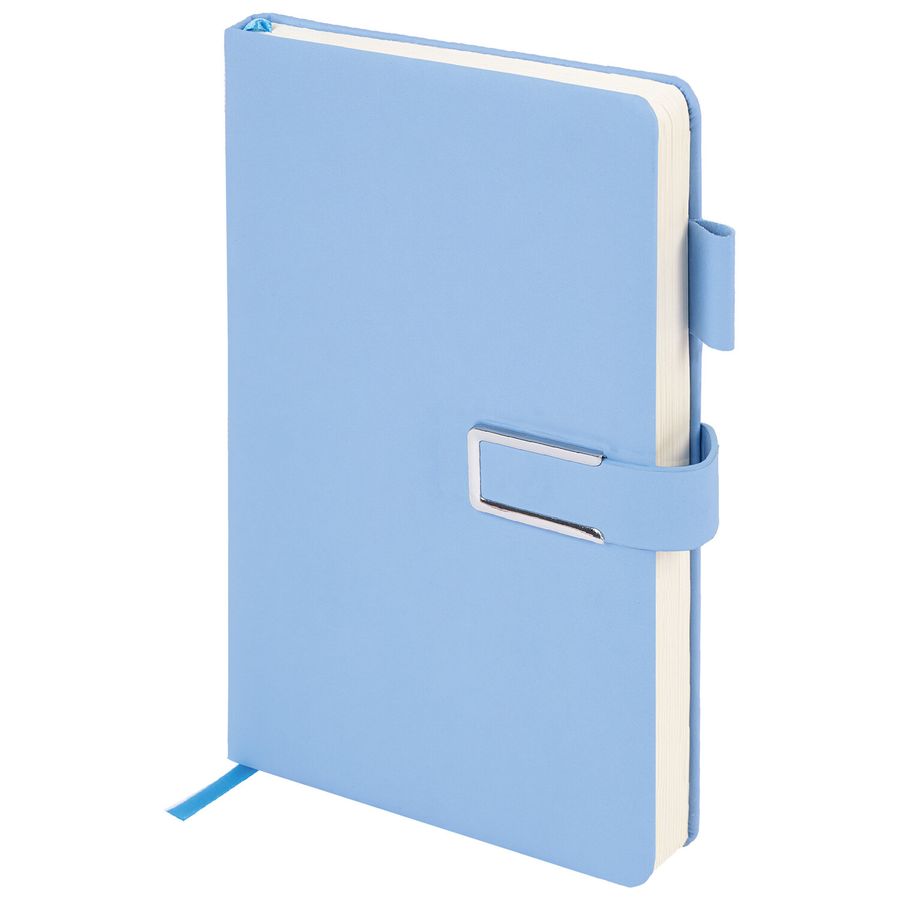 Ежедневник недатированный А5 143х210мм BRAUBERG Deluxe, под кожу, магнит 160л, голубой