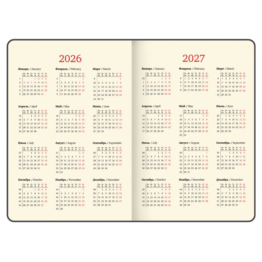 Еженедельник датированный 2026, БОЛЬШОЙ ФОРМАТ 210х297 мм, А4, BRAUBERG