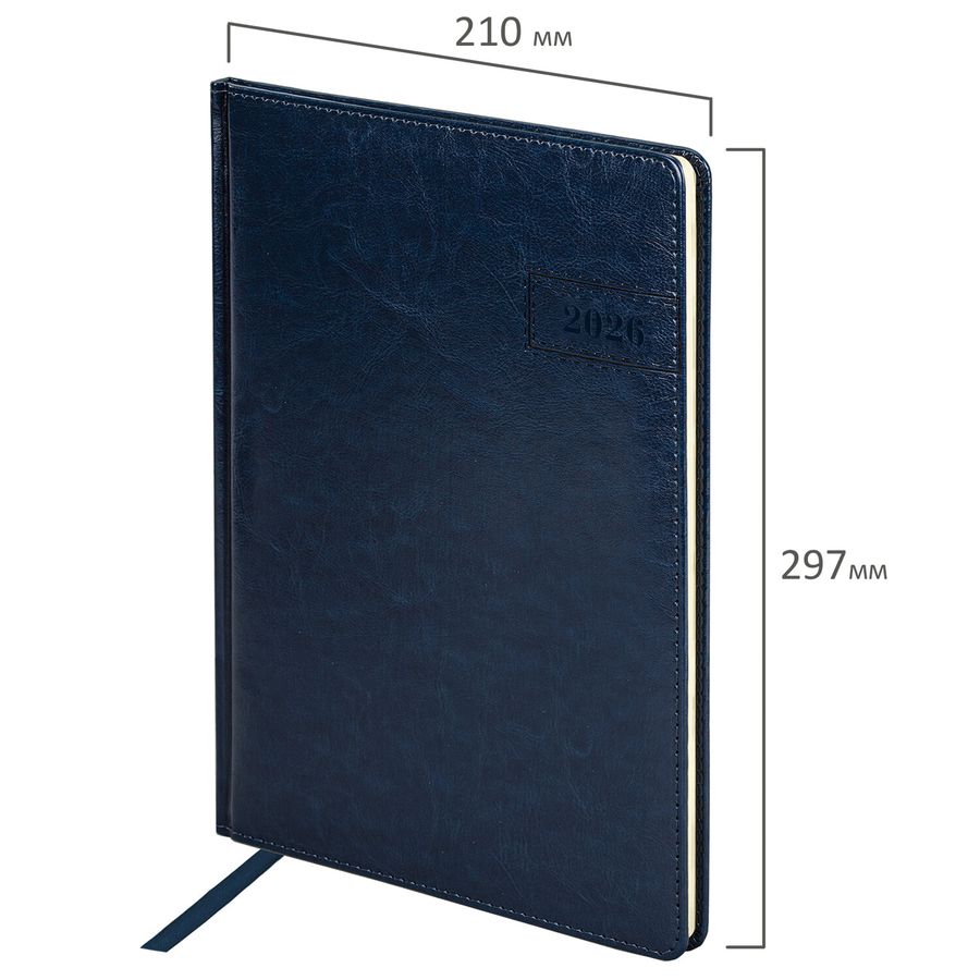 Еженедельник датированный 2026, БОЛЬШОЙ ФОРМАТ 210х297 мм, А4, BRAUBERG