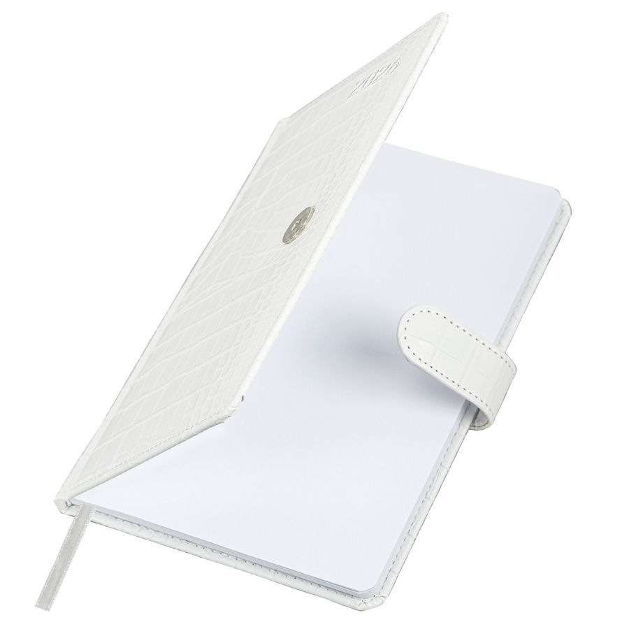 Еженедельник датированный 2026 А5 145х215 мм, BRAUBERG "Party", под кожу, белый