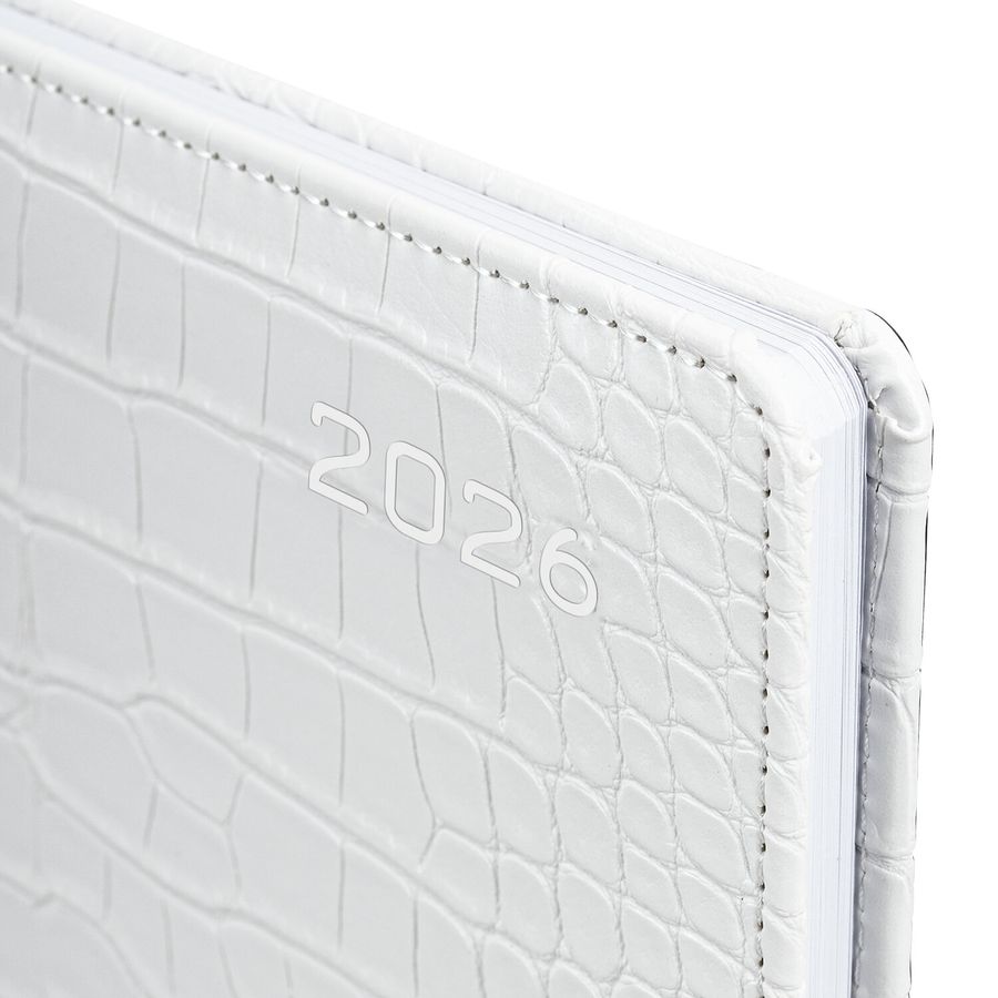 Еженедельник датированный 2026 А5 145х215 мм, BRAUBERG "Party", под кожу, белый