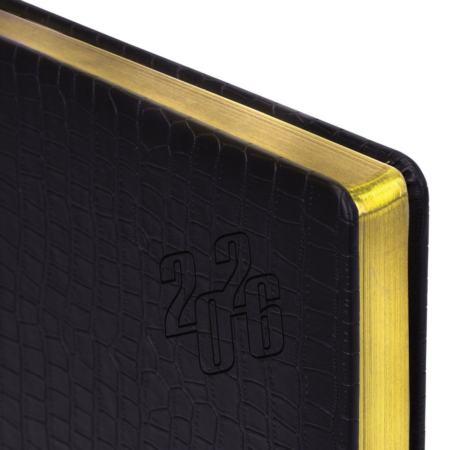 Ежедневник датированный 2026 БОЛЬШОЙ ФОРМАТ 210х297мм А4, BRAUBERG Comodo, под кожу, черный