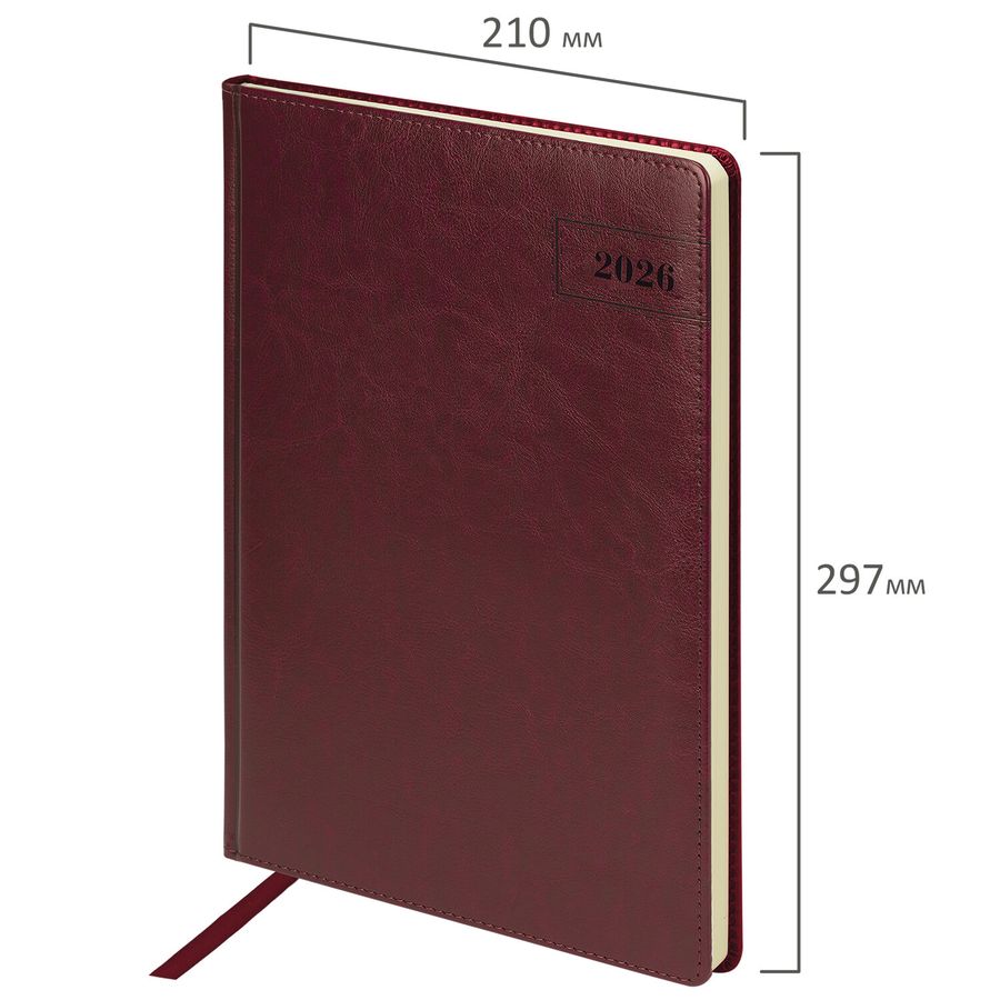 Ежедневник датированный 2026 БОЛЬШОЙ ФОРМАТ 210х297 мм, А4, BRAUBERG 