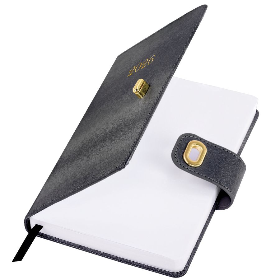 Ежедневник датированный 2026 А5 138х213 мм, BRAUBERG "Elegant", под кожу, застежка, черный