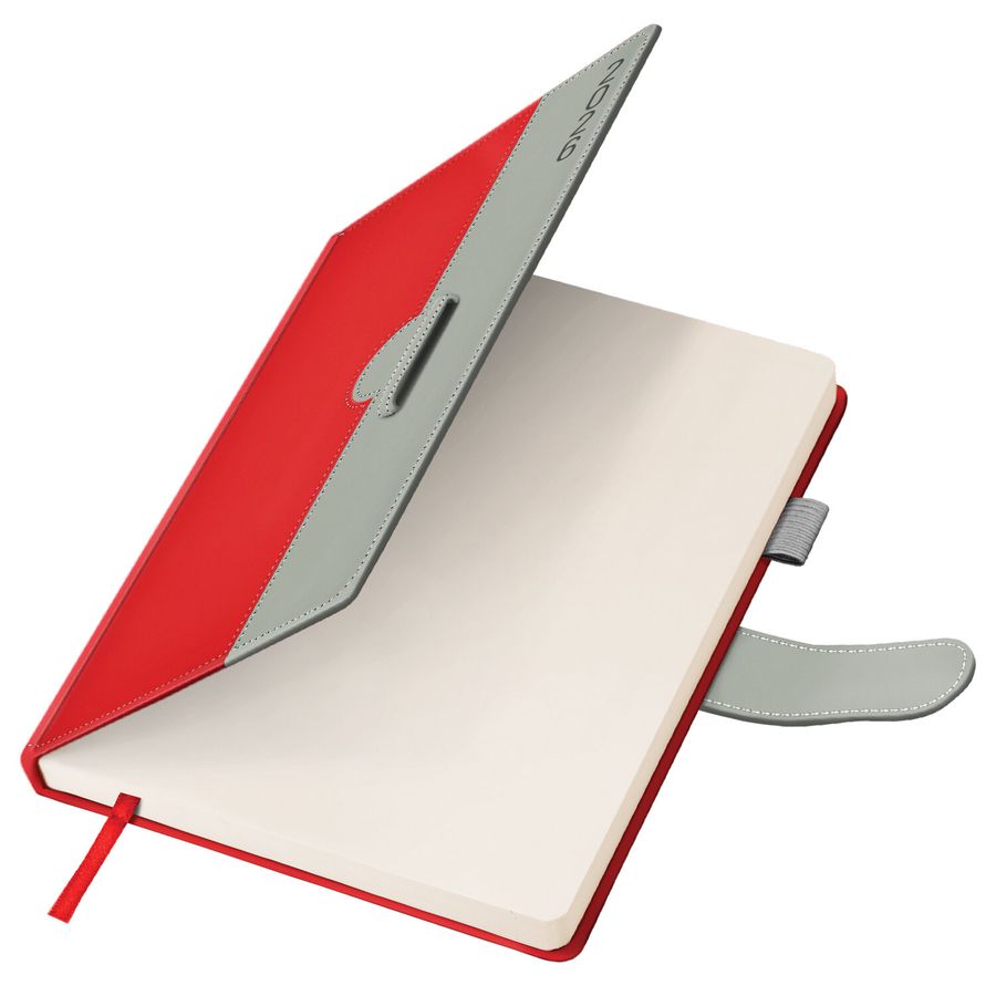 Ежедневник датированный 2026, А5, 138х213 мм, BRAUBERG "Esthetic", под кожу, держатель для ручки, застежка, красный/серый