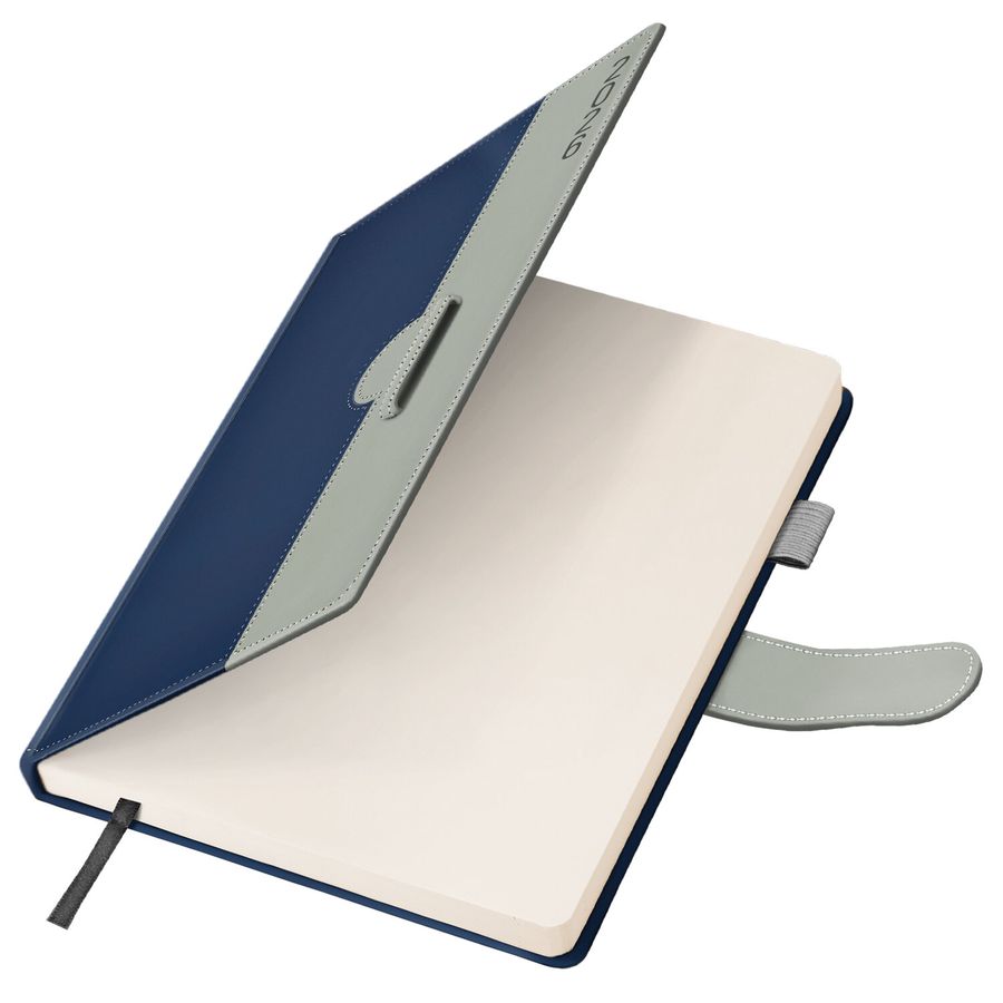 Ежедневник датированный 2026, А5, 138х213 мм, BRAUBERG "Esthetic", под кожу, держатель для ручки, застежка, синий/серый