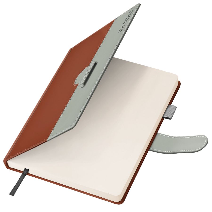 Ежедневник датированный 2026, А5, 138х213 мм, BRAUBERG "Esthetic", под кожу, держатель для ручки, застежка, коричневый/серый