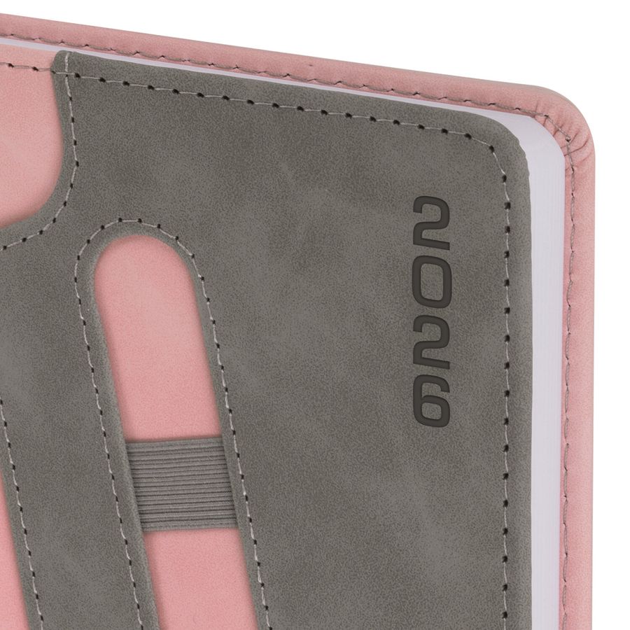 Ежедневник датированный 2026, А5, 138x213 мм, BRAUBERG "Assistant", под кожу, держатель, розовый