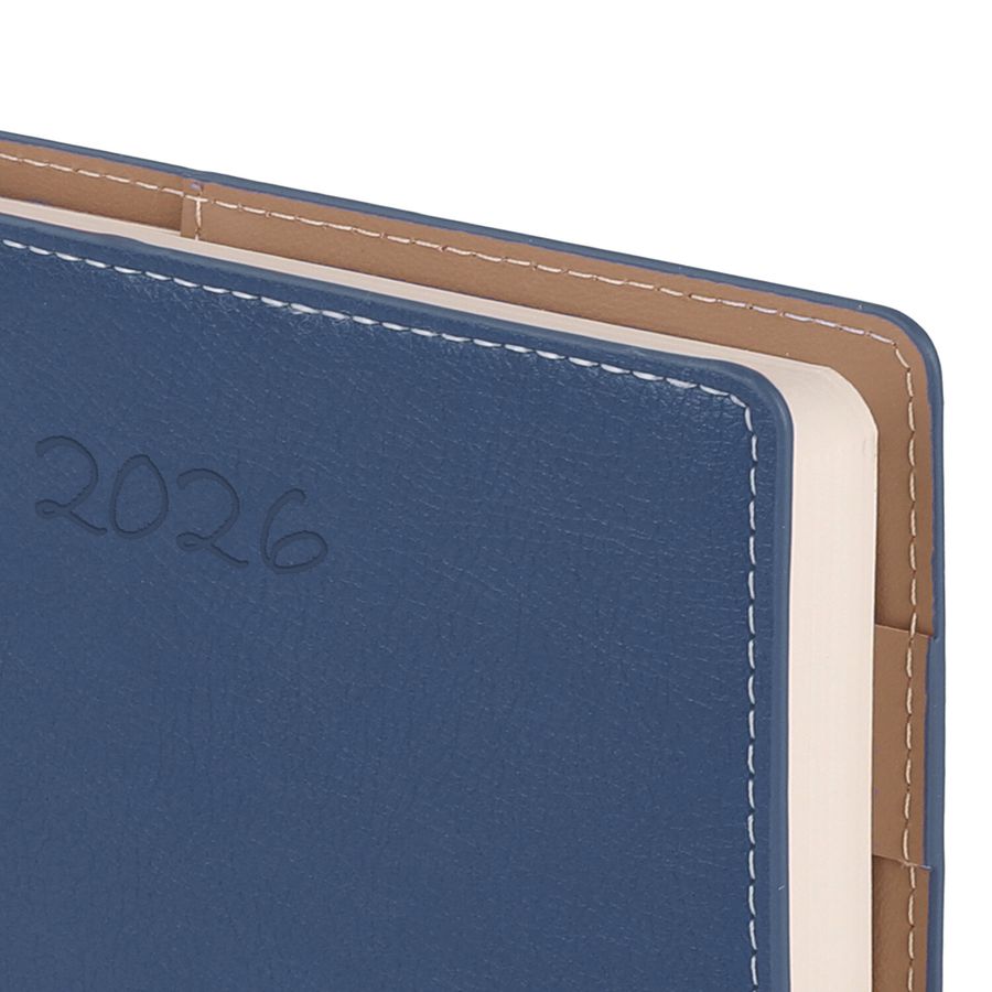 Ежедневник датированный 2026, А5, 143х218 мм, BRAUBERG "Journal", под кожу, застежка, держатель для ручки, органайзер, синий
