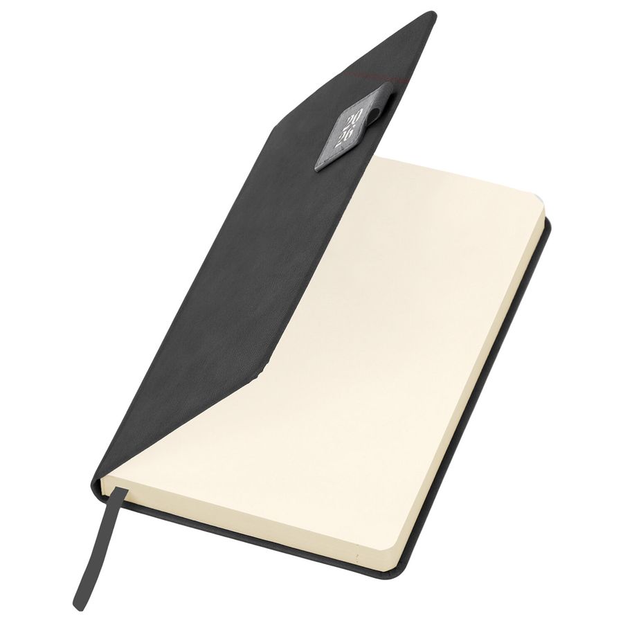 Ежедневник датированный 2026 А5 138х213 мм, BRAUBERG "Accent", под кожу, держатель, серый