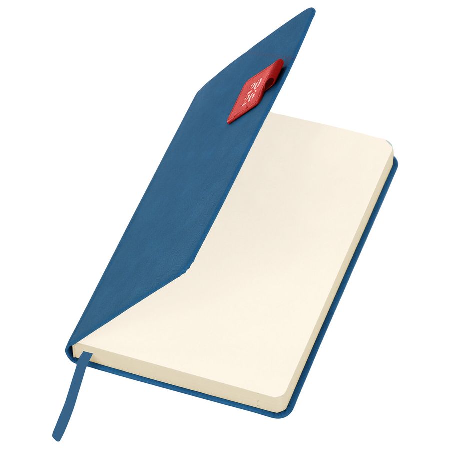 Ежедневник датированный 2026 А5 138х213 мм, BRAUBERG "Accent", под кожу, держатель, синий/красный