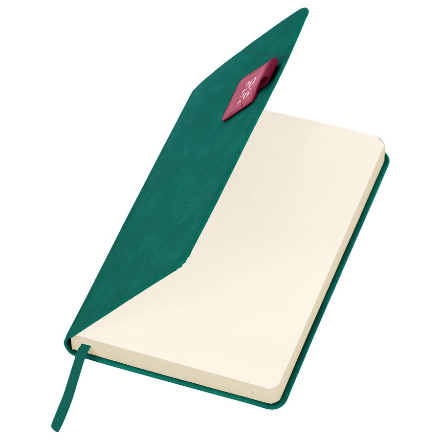 Ежедневник датированный 2026 А5 138х213 мм, BRAUBERG "Accent", под кожу, держатель, зеленый/бордо