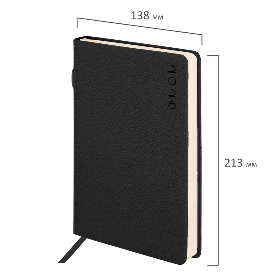 Ежедневник датированный 2026, А5, 138х213 мм, BRAUBERG "Essential", под кожу, держатель, темно-зеленый