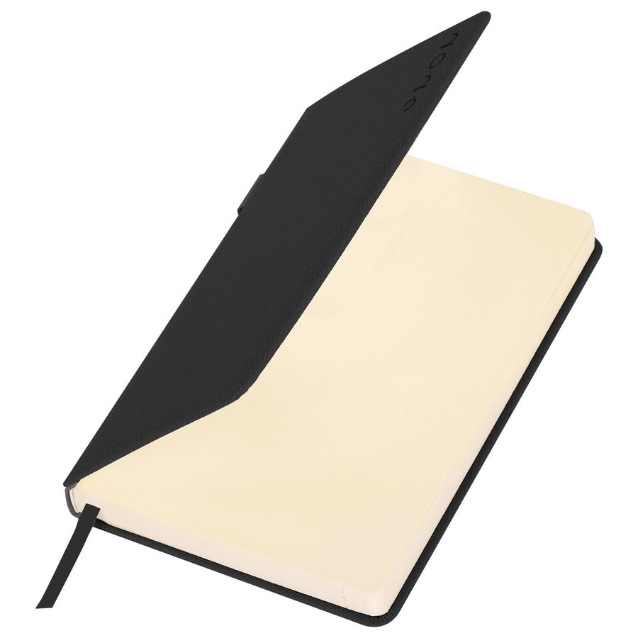 Ежедневник датированный 2026, А5, 138х213 мм, BRAUBERG "Essential", под кожу, держатель, темно-зеленый