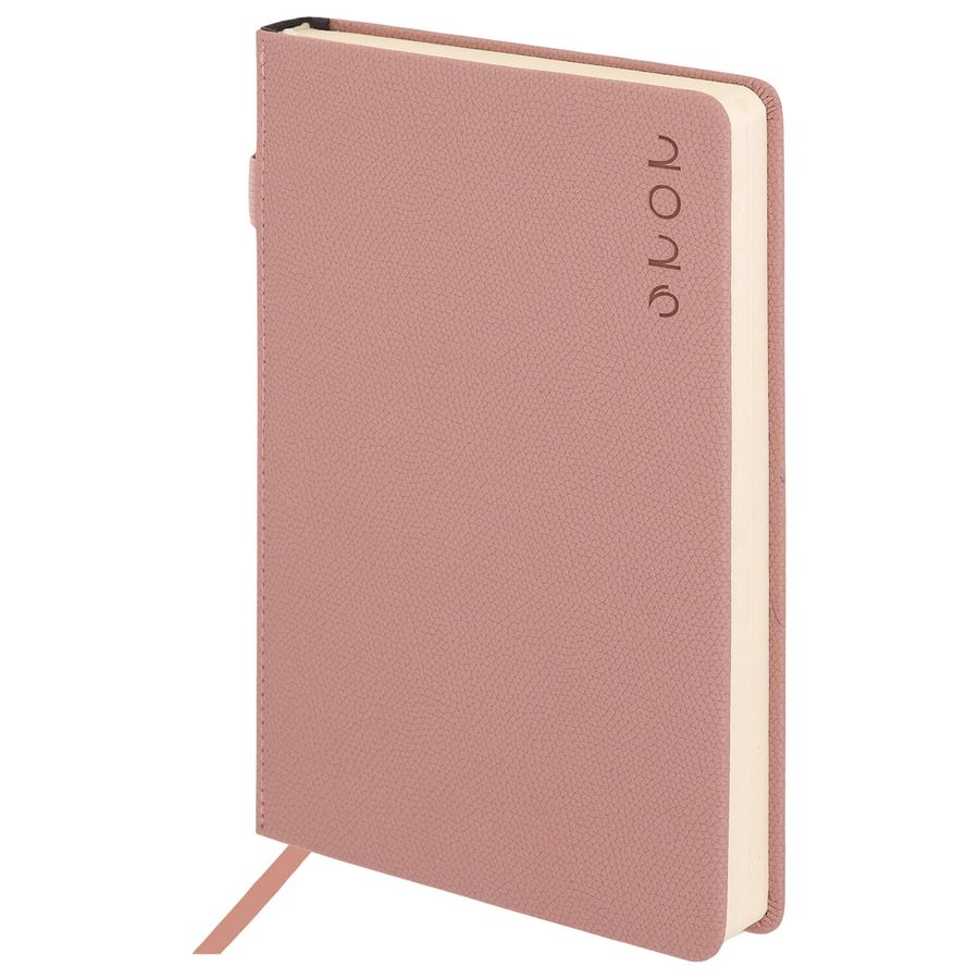 Ежедневник датированный 2026, А5, 138х213 мм, BRAUBERG "Essential", под кожу, держатель, розовый