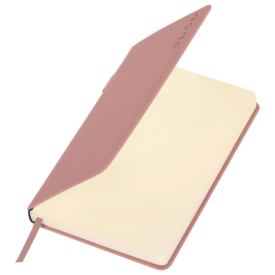 Ежедневник датированный 2026, А5, 138х213 мм, BRAUBERG "Essential", под кожу, держатель, розовый