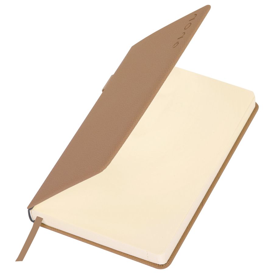 Ежедневник датированный 2026, А5, 138х213 мм, BRAUBERG "Essential", под кожу, держатель, бежевый