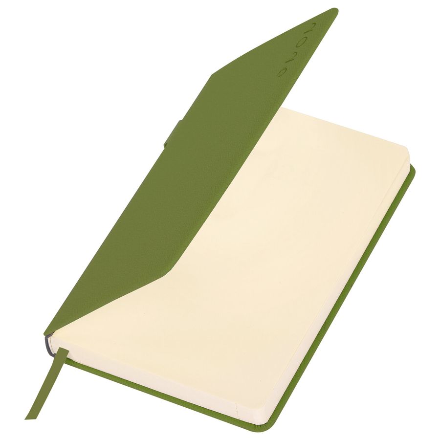 Ежедневник датированный 2026, А5, 138х213 мм, BRAUBERG "Essential", под кожу, держатель, зеленый