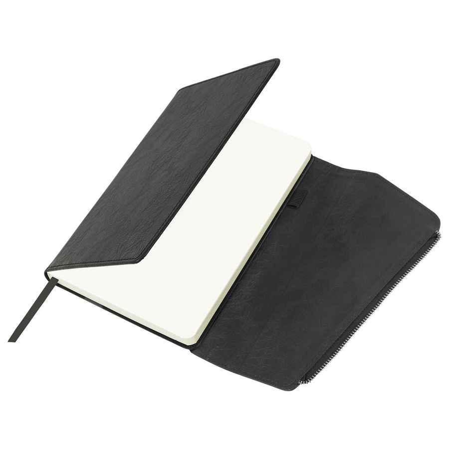 Ежедневник датированный 2026, А5, 145х213 мм, BRAUBERG "Jacket", под кожу, клапан, держатель, черный