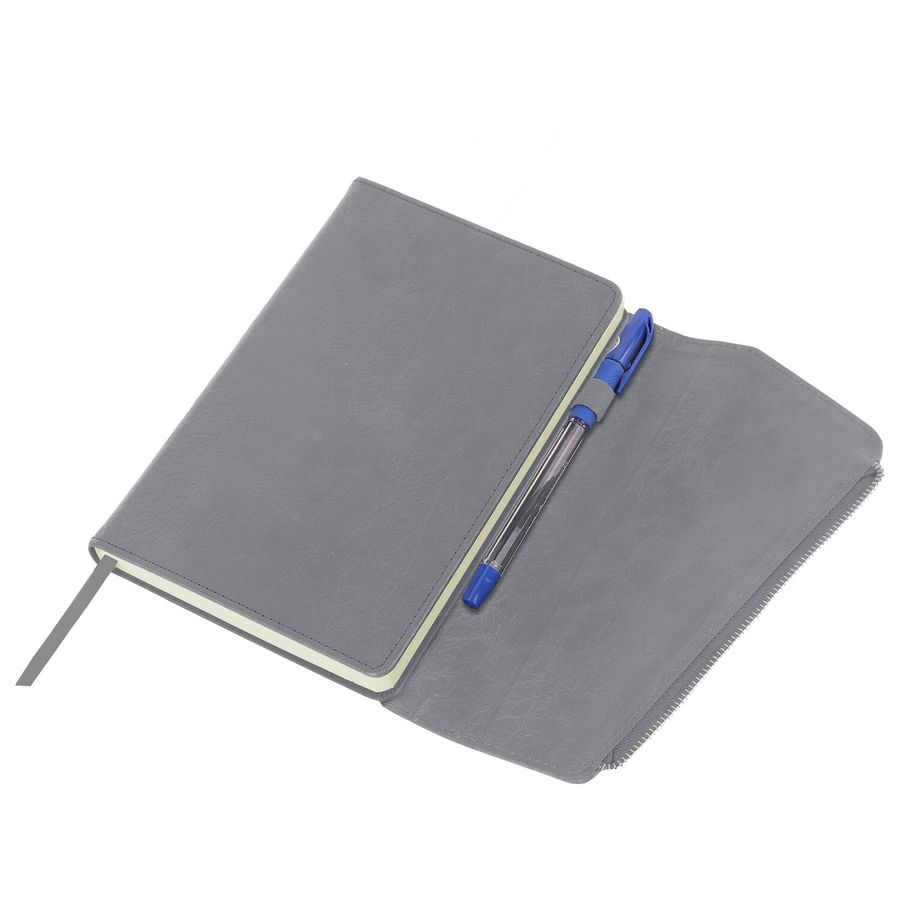 Ежедневник датированный 2026, А5, 145х213 мм, BRAUBERG "Jacket", под кожу, клапан, держатель, серый