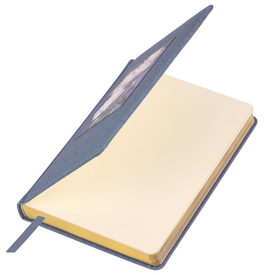 Ежедневник датированный 2026 А5 138х213 мм, BRAUBERG "ArtGallery", под кожу, нашивка, голубой