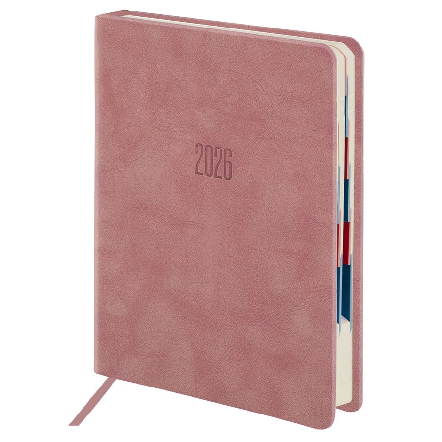 Ежедневник датированный 2026 B6 125х173 мм, GALANT "Vivid", под кожу, розовый