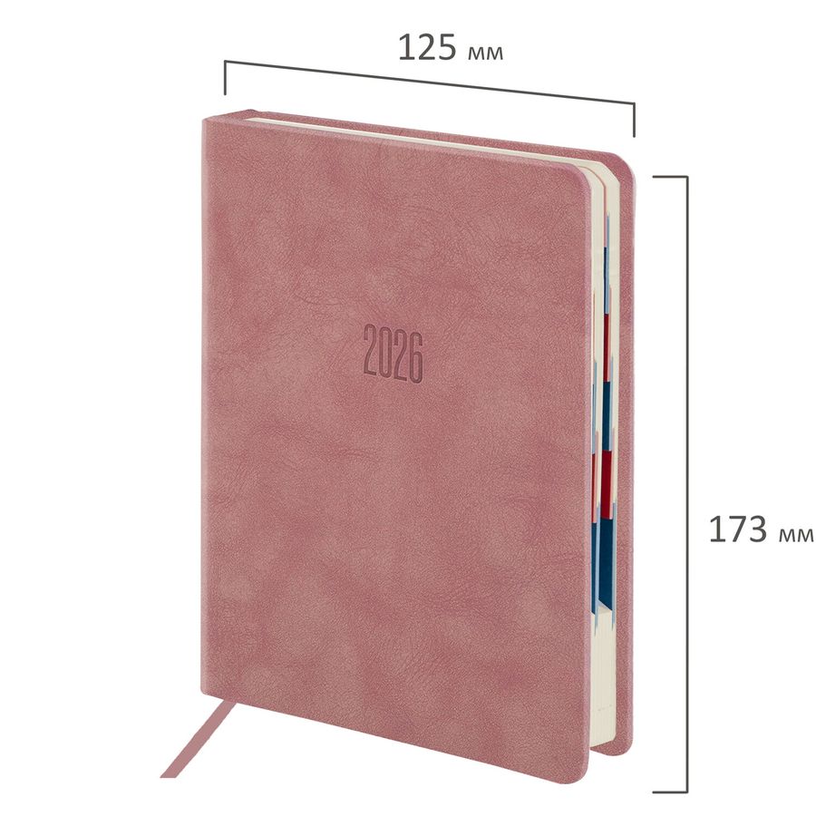 Ежедневник датированный 2026 B6 125х173 мм, GALANT "Vivid", под кожу, розовый