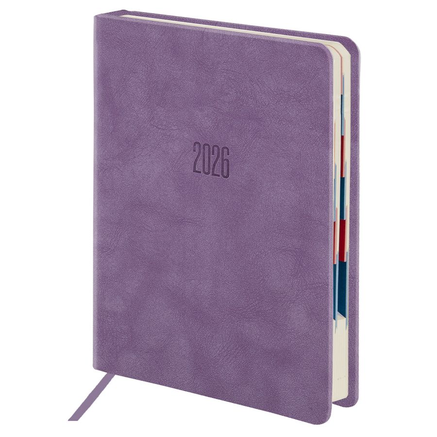 Ежедневник датированный 2026 B6 125х173 мм, GALANT "Vivid", под кожу, сиреневый