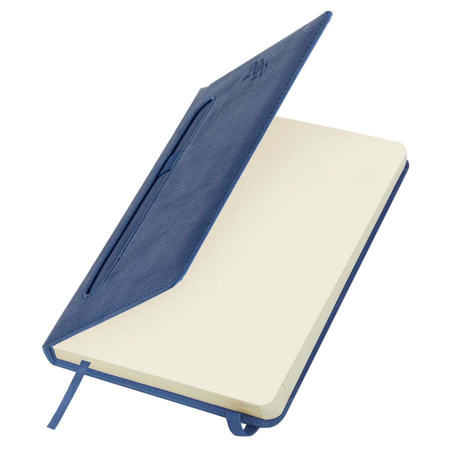 Ежедневник датированный 2026, А5, 138x213 мм, BRAUBERG "Optimal", под кожу, резинка, держатель для ручки, синий