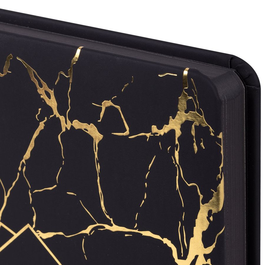 Ежедневник датированный 2026 А5 138x213 мм, BRAUBERG "Goldy", под кожу, цветной срез, черный