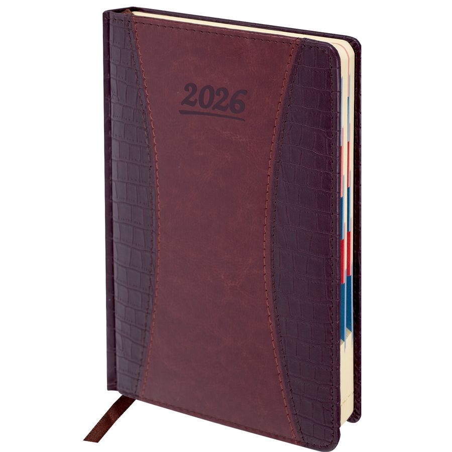 Ежедневник датированный 2026 А5 148х218 мм, GALANT "CombiContract", под кожу, коричневый