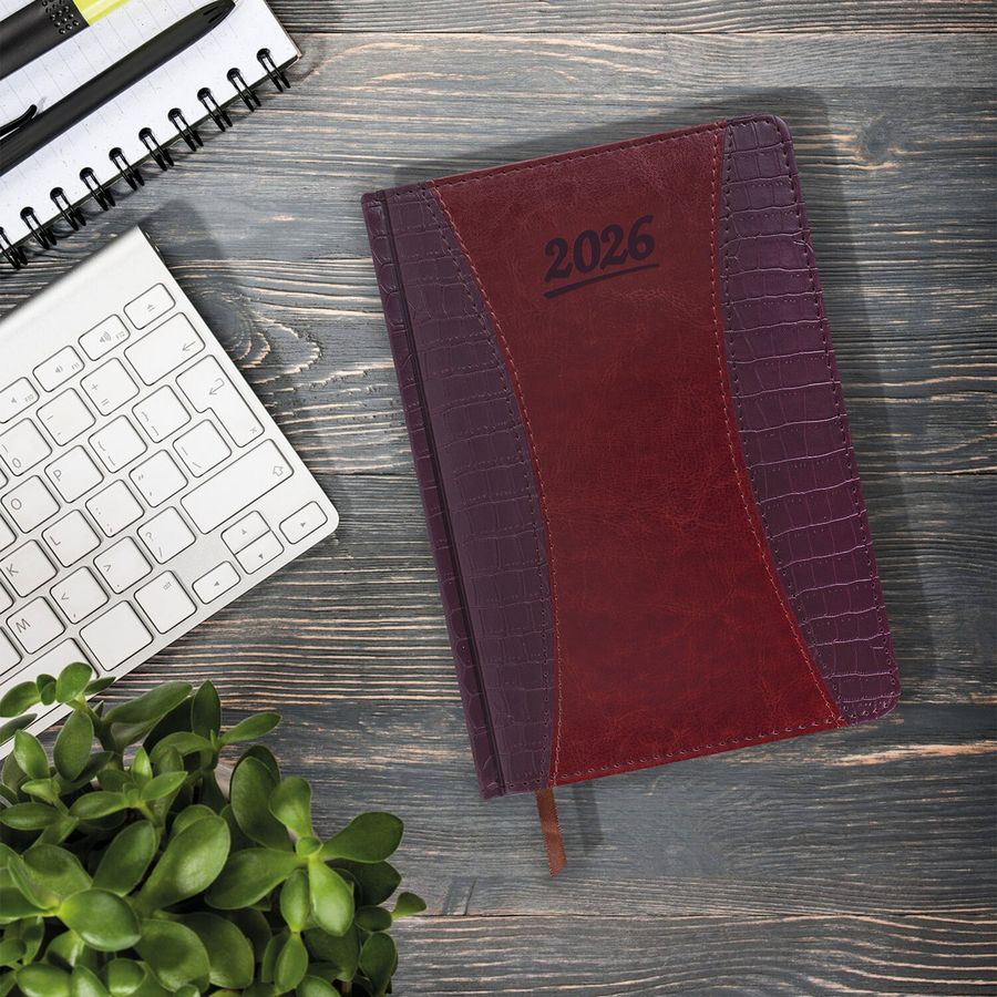 Ежедневник датированный 2026 А5 148х218 мм, GALANT "CombiContract", под кожу, коричневый