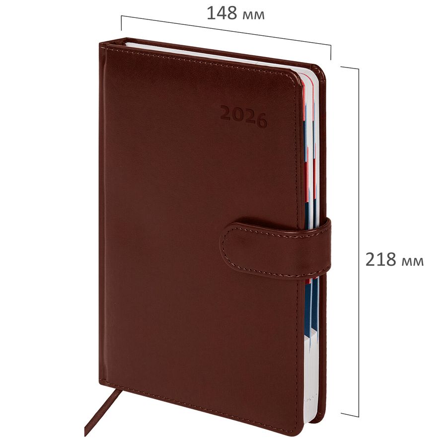 Ежедневник датированный 2026 А5 148х218 мм, GALANT "Ritter", под кожу, коричневый